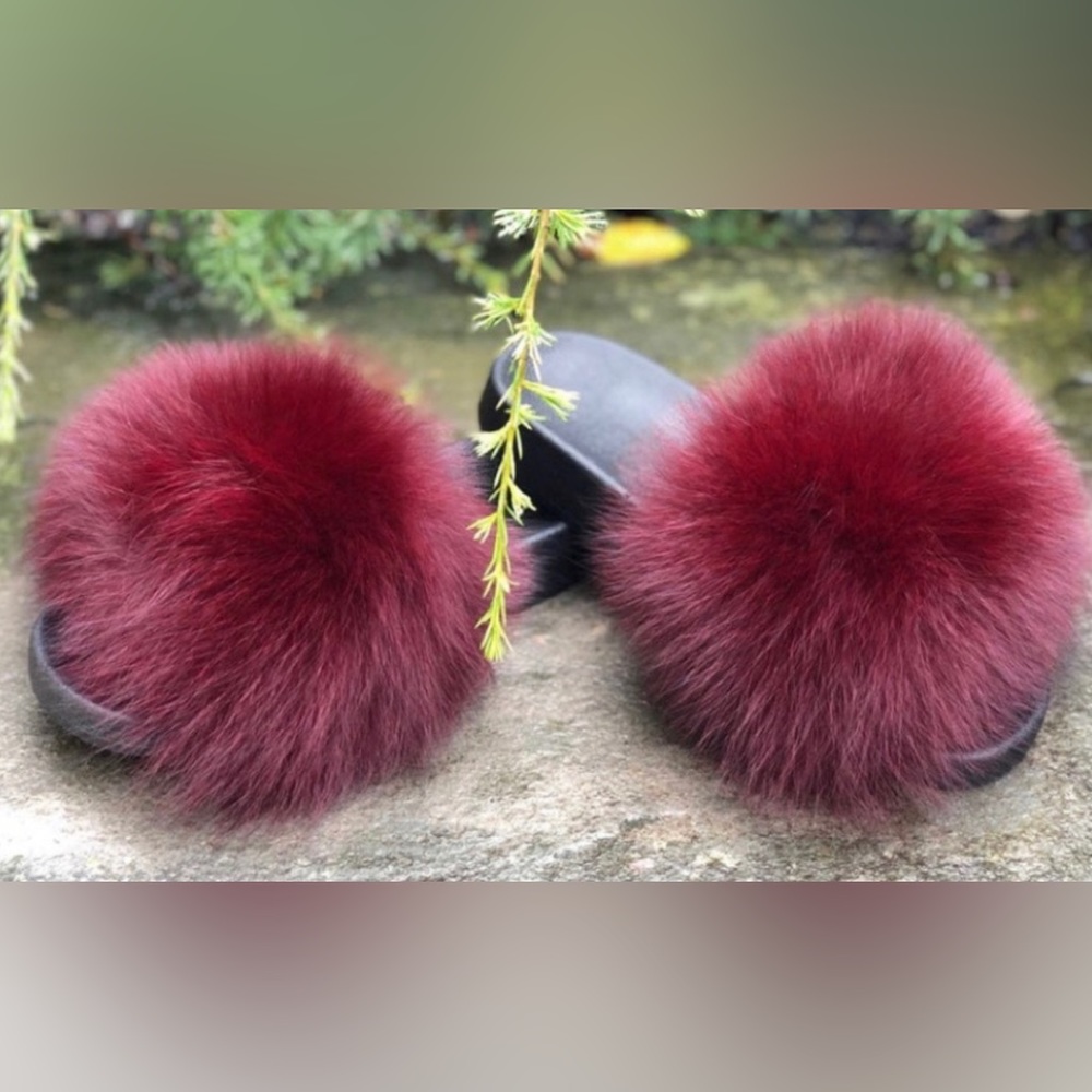 🔥NWT🔥Fox 🔥fur 🔥slippers 🔥